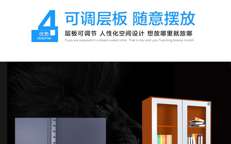 4、文件柜中間隔板可自由調(diào)節(jié)
