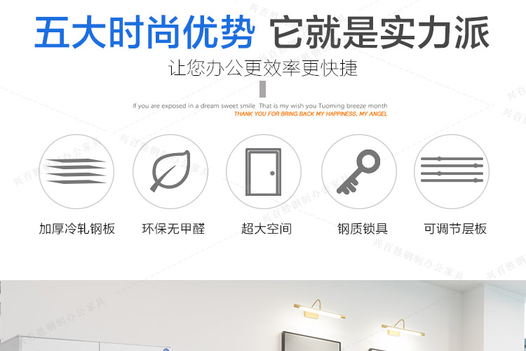 通雙節(jié)薄邊文件柜，興百勝文件柜廠家