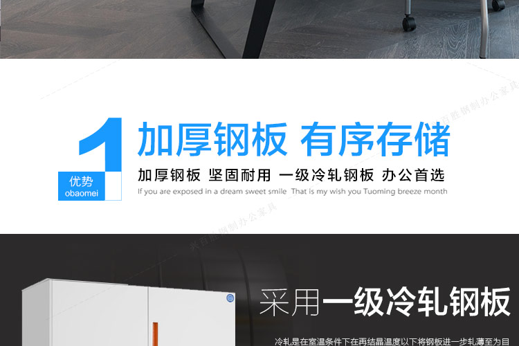 通雙節(jié)薄邊文件柜，興百勝文件柜廠家