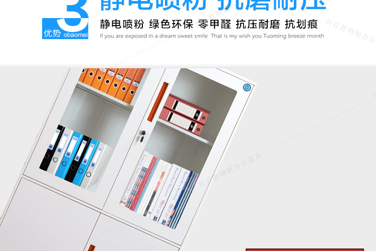通雙節(jié)薄邊文件柜，興百勝文件柜廠家