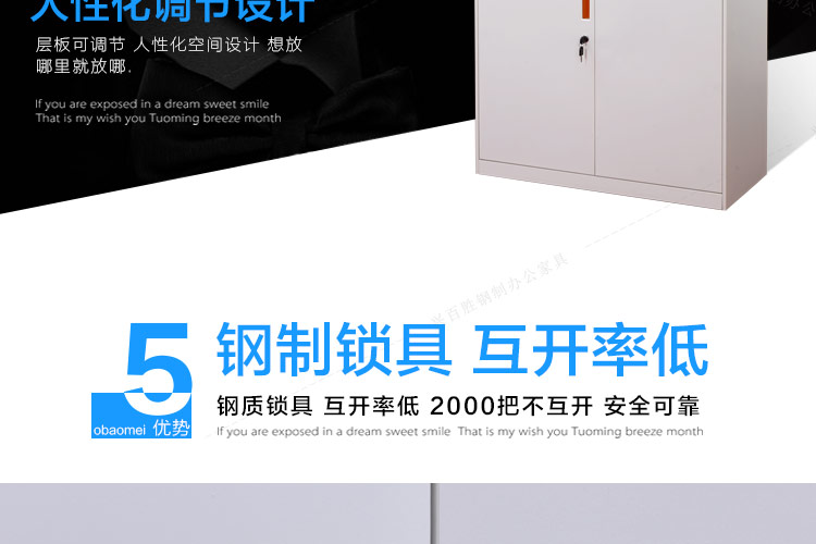 通雙節(jié)薄邊文件柜，興百勝文件柜廠家